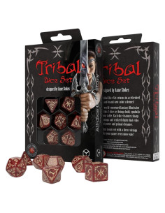 Conjunto de Dados Poliedricos Anne Stokes 7 Piezas Rojo Beige