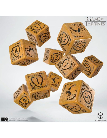 Set de Dados Baratheon 10xD6 Q Workshop - Amarillo Brillante