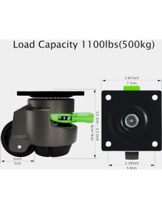 Paquete de 4 Ruedas Niveladoras TopHigh 60F Ajustables 1000 Kg 2
