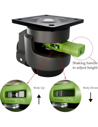 Paquete de 4 Ruedas Niveladoras TopHigh 60F Ajustables 1000 Kg