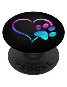 Agarre para teléfono PopSockets huella de perro corazón púrpura