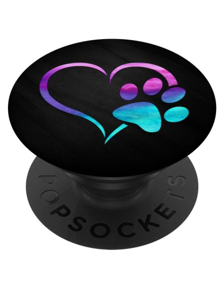 Agarre para teléfono PopSockets huella de perro corazón púrpura