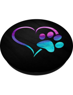 Agarre para teléfono PopSockets huella de perro corazón púrpura 2