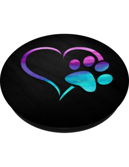 Agarre para teléfono PopSockets huella de perro corazón púrpura