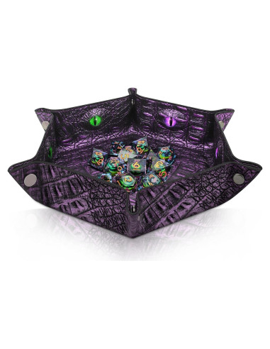 Bandeja de Dados Hexagonal Byhoo Púrpura, Plegable y Duradera