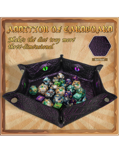 Bandeja de Dados Hexagonal Byhoo Púrpura, Plegable y Duradera