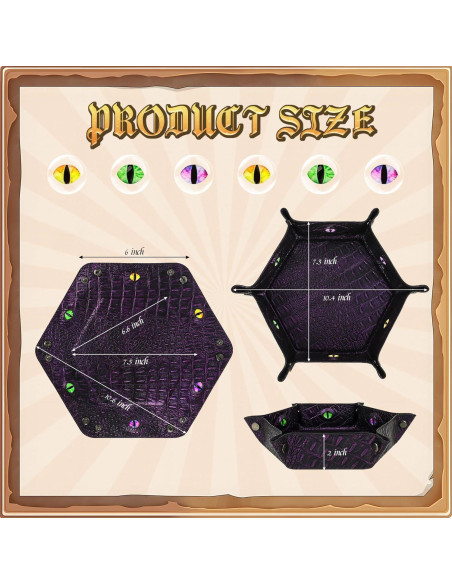 Bandeja de Dados Hexagonal Byhoo Púrpura, Plegable y Duradera