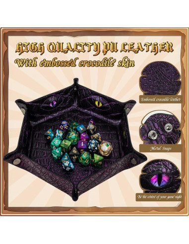 Bandeja de Dados Hexagonal Byhoo Púrpura, Plegable y Duradera