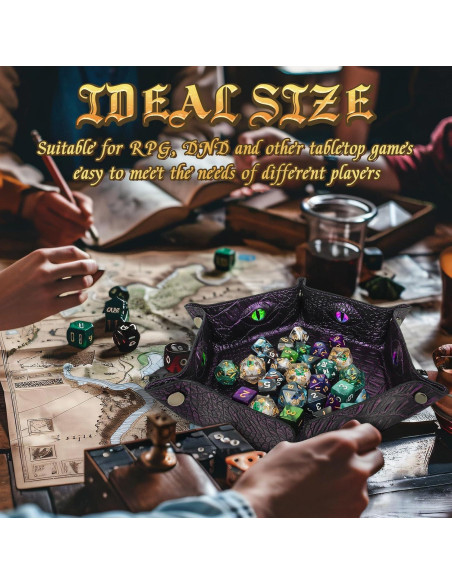 Bandeja de Dados Hexagonal Byhoo Púrpura, Plegable y Duradera