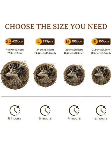 Rompecabezas de Madera 3D Ciervo KAAYEE 100 Piezas 21.6x21.1cm