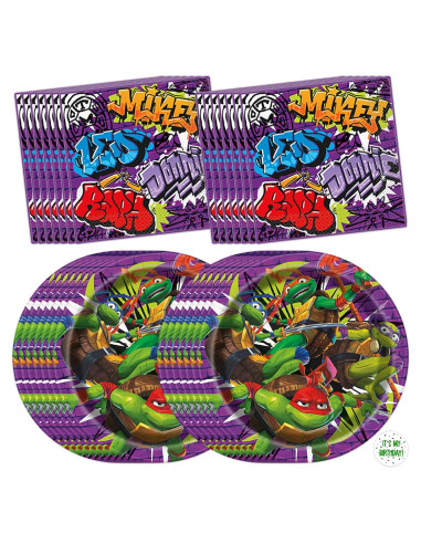 Decoraciones de Fiesta Tortugas Ninja Adolescente - 16 Platos y Servilletas