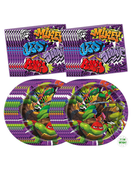 Decoraciones de Fiesta Tortugas Ninja Adolescente - 16 Platos y Servilletas