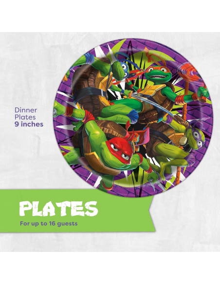 Decoraciones de Fiesta Tortugas Ninja Adolescente - 16 Platos y Servilletas