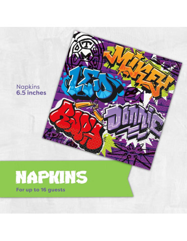 Decoraciones de Fiesta Tortugas Ninja Adolescente - 16 Platos y Servilletas