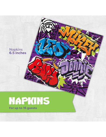 Decoraciones de Fiesta Tortugas Ninja Adolescente - 16 Platos y Servilletas