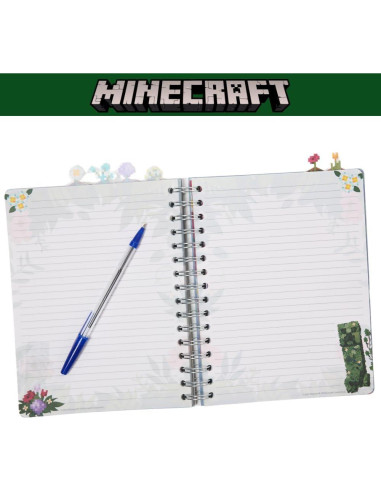 Cuaderno Espiral Minecraft 144 Páginas Rayadas 20.32x17.78 cm