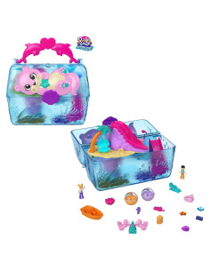 Juego de Polly Pocket Cofre del Tesoro Aventura Sparkle Cove con 2 Muñecas y Accesorios