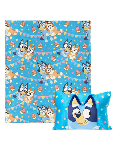 Manta y Almohada Bluey Cachorros de Fiesta 127x152 cm