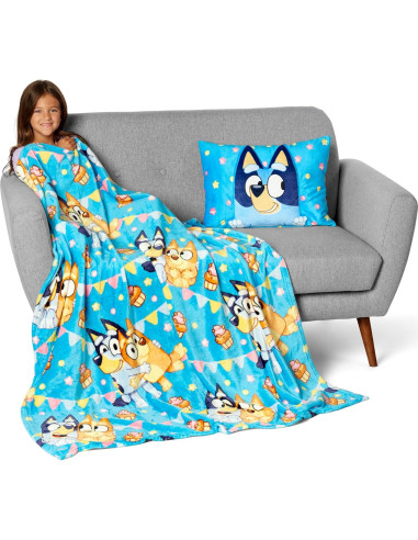 Manta y Almohada Bluey Cachorros de Fiesta 127x152 cm
