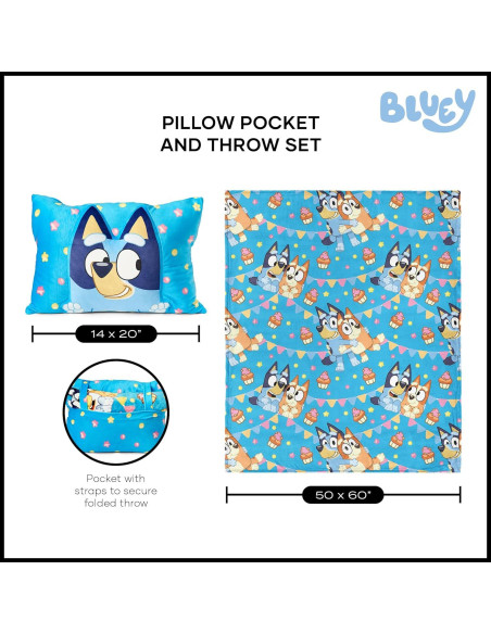 Manta y Almohada Bluey Cachorros de Fiesta 127x152 cm