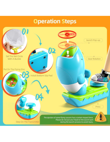 15 PCS Lanzador de Disco Volador WATUDOU Juguetes para Niños