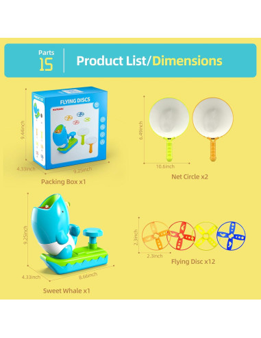 15 PCS Lanzador de Disco Volador WATUDOU Juguetes para Niños