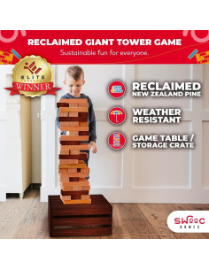 Juego de Torre Gigante SWOOC de Madera Recuperada 60 Bloques 2