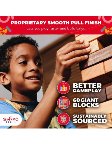 Juego de Torre Gigante SWOOC de Madera Recuperada 60 Bloques