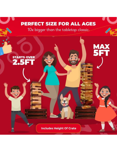 Juego de Torre Gigante SWOOC de Madera Recuperada 60 Bloques