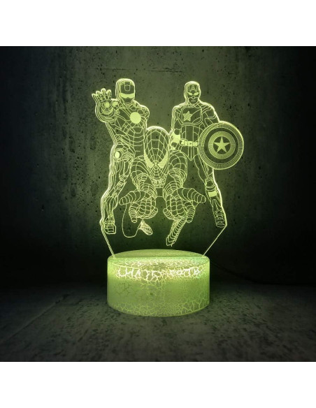 Lámpara Nocturna LED 3D Tvoip Héroes 7 Colores 21x15cm