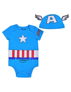 Conjunto Body y Gorra Capitán América Marvel 18 Meses Azul