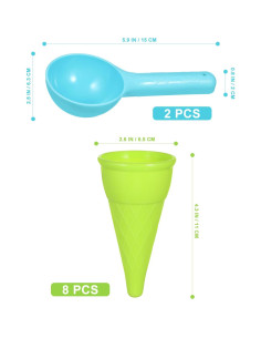 Conjunto de Juguetes de Playa Kisangel - 10 Conos de Helado y Cucharas 2