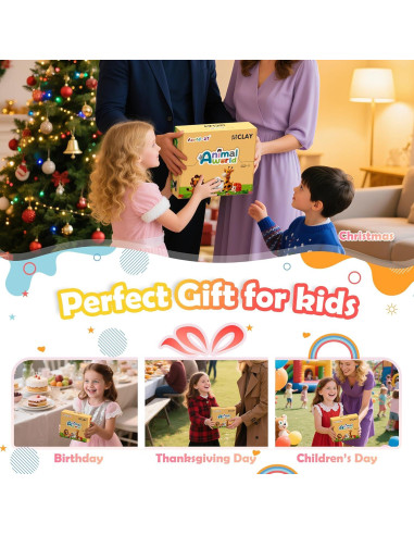 Kit de Arcilla Secada al Aire Aestd-ST - Tema Animal, 12 Cajas