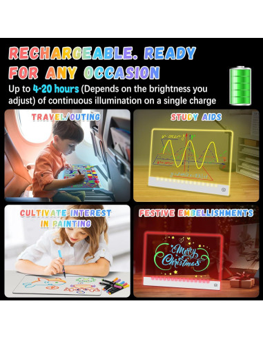 Tabla de Dibujo LED YONHAN 27.9x35.6cm Recargable Multicolor