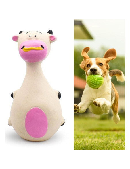 Juguete Interactivo para Perros TEUOPIOE Vaca Blanca Squeaky