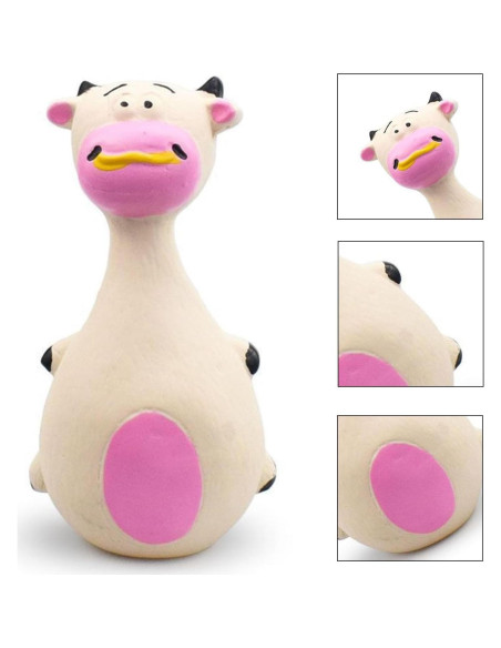 Juguete Interactivo para Perros TEUOPIOE Vaca Blanca Squeaky