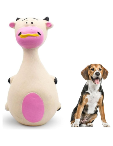 Juguete Interactivo para Perros TEUOPIOE Vaca Blanca Squeaky
