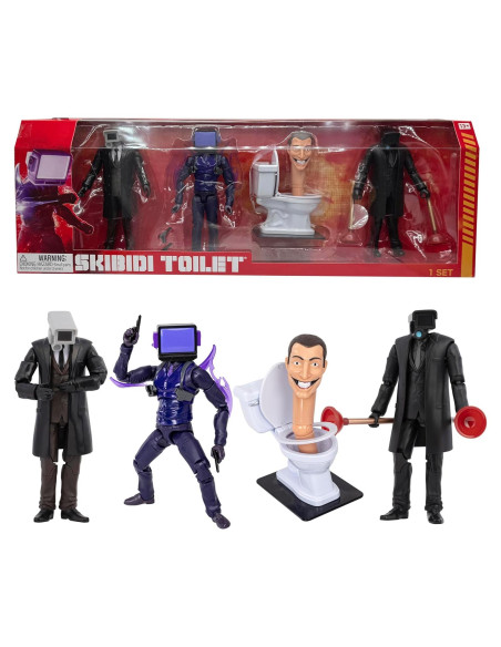 Figuras coleccionables Skibidi Toilet Deluxe 15.24 cm - 4 personajes