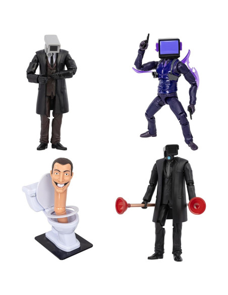 Figuras coleccionables Skibidi Toilet Deluxe 15.24 cm - 4 personajes