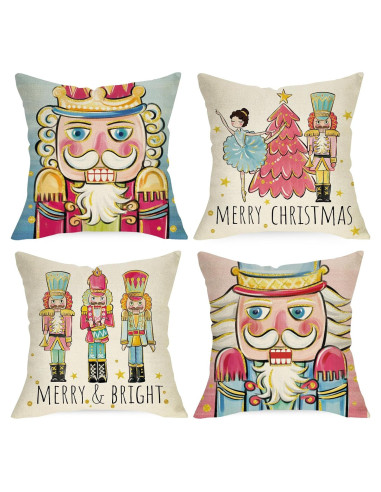 Funda de Cojín Decorativa Ussap Cascanueces 18x18 cm Pack de 4