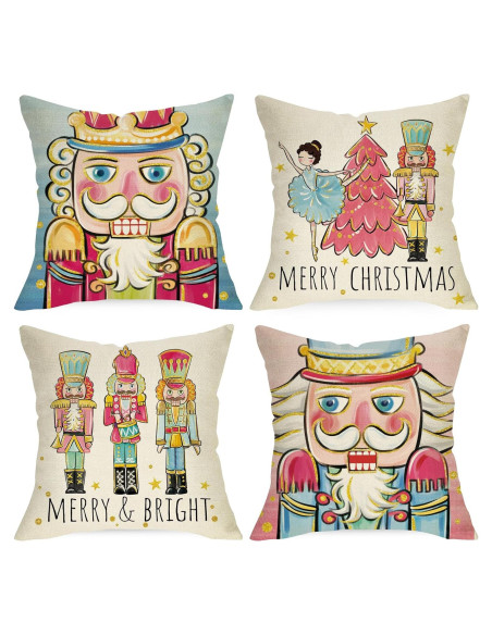 Funda de Cojín Decorativa Ussap Cascanueces 18x18 cm Pack de 4