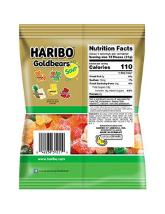 Gominolas HARIBO Oso de Oro Ácido 127.6g Paquete de 12 2