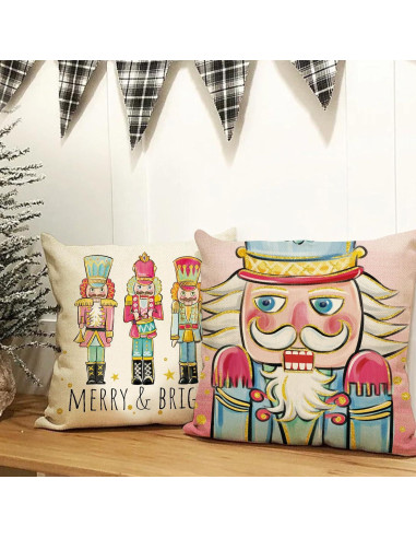 Funda de Cojín Decorativa Ussap Cascanueces 18x18 cm Pack de 4