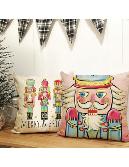 Funda de Cojín Decorativa Ussap Cascanueces 18x18 cm Pack de 4