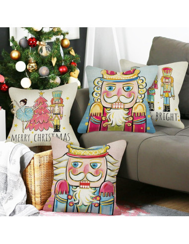 Funda de Cojín Decorativa Ussap Cascanueces 18x18 cm Pack de 4