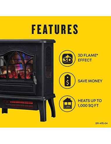 Calefactor Eléctrico Duraflame 3D de Cuarzo Infrarrojo 5200 BTU