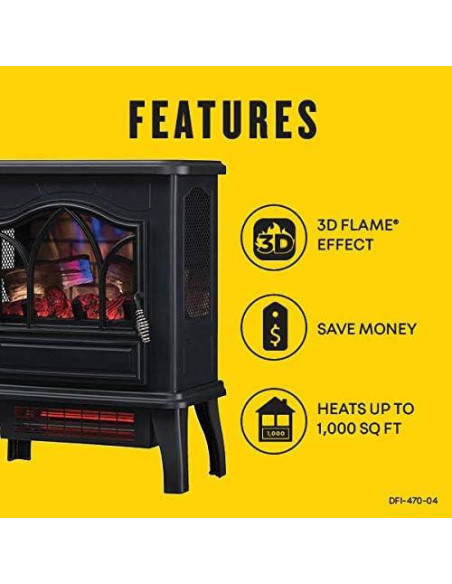 Calefactor Eléctrico Duraflame 3D de Cuarzo Infrarrojo 5200 BTU