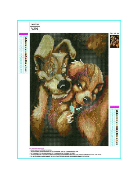 Kit de Arte de Diamante 5D Mejor Selección 30x40 cm Dama y Vagabundo