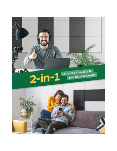 Paneles Acústicos Autoadhesivos 12 Unidades 30.48x30.48cm Blanco