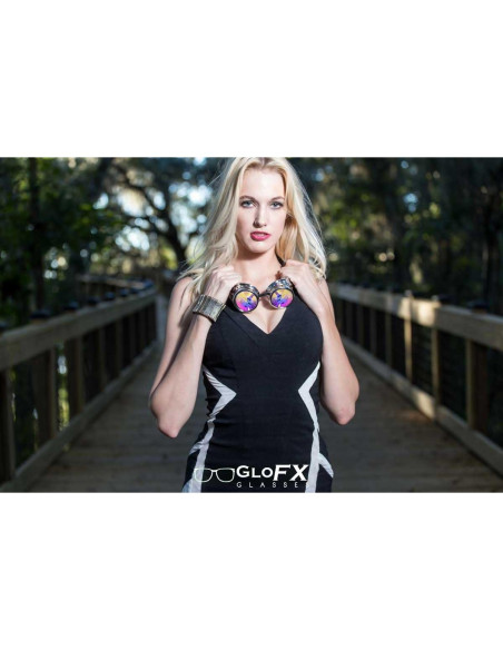 Gafas de Kaleidoscopio GloFX Chrome Ojo de Bicho - Rave